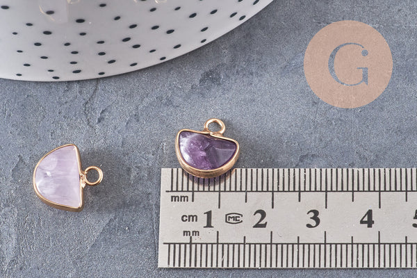 Pendentif lune améthyste,pendentif bijoux,pendentif pierre, pierre naturelle,amethyste naturelle,pendentif pierre,13.5mm x1 -G6309