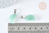 Pendentif lune aventurine verte naturelle support laiton argenté 29mm, pendentif lune bijou pierre naturelle, x1 (G7930)