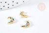 Pendentif lune doré cristal zircons multicolores 13.5mm, pendentif laiton doré amour création bijoux, x1 G8516