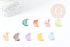 Pendentif lune en nacre multicolore support cuivre argenté 28.5mm, pendentif lune coquillage bijoux DIY x1 G9155