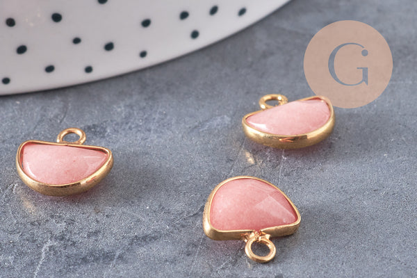 Pendentif lune jade rose corail, pendentif bijoux,demi-lune,pendentif pierre, jade naturelle, pendentif jade,13.5mm, x1, G0981