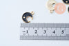Pendentif lune zamac doré émail noir 16mm,pendentif doré pour création de bijoux, x5 (G6087)