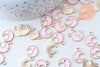 Pendentif lune zamac doré émail rose clair 16mm,pendentif doré pour création de bijoux, x5 G6093