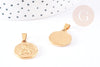 Pendentif médaille ange acier 304 inoxydable doré 20.5mm, pendentif doré sans nickel, x1 - (G2664)