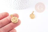 Pendentif médaille ange acier 304 inoxydable doré 20.5mm, pendentif doré sans nickel, x1 - (G2664)