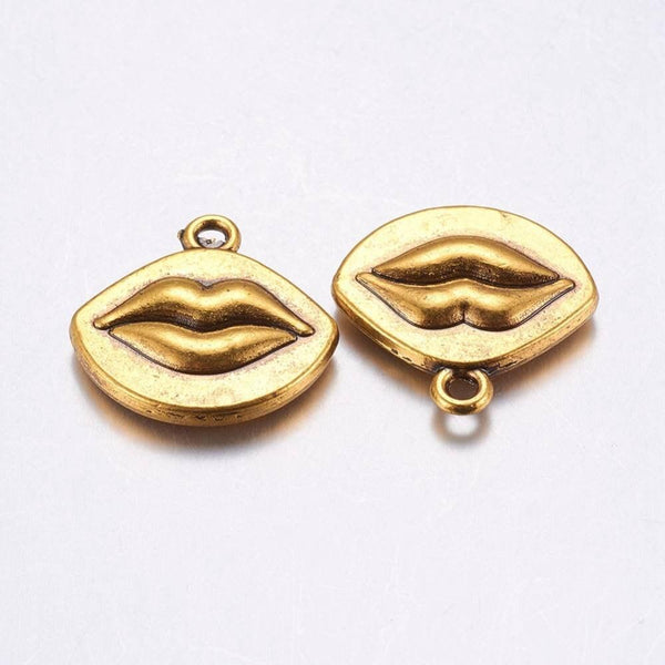 Pendentif médaille bouche ZAMAC doré,1.8cm, x 5 (G0630)