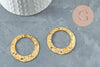 Pendentif médaille cercle martelée laiton brut 35mm, apprêt doré sans nickel, x2 G0596