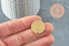 Pendentif médaille cercle texturé laiton brut 20mm,x2 (G1840)