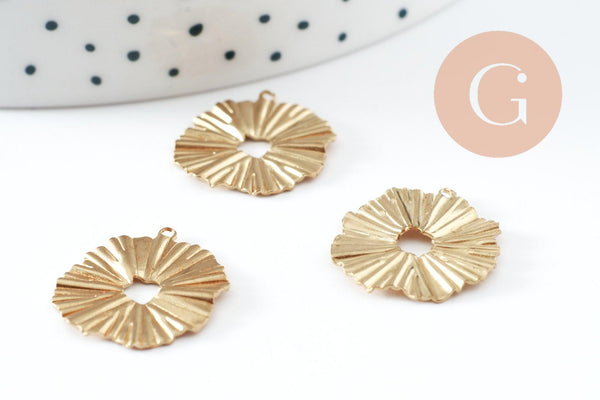 Pendentif médaille cerle laiton brut,apprêt doré, sans nickel,médaille dorée,laiton brut, médaille ronde,15mm, x5 (G1255)