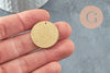Pendentif médaille cerle texturée laiton brut 25mm, bijoux laiton brut x2 (G1226)