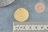Pendentif médaille cerle texturée laiton brut 25mm, bijoux laiton brut x2 (G1226)