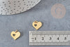 Pendentif médaille coeur acier 304 inoxydable doré 12mm, x1 (G2993)