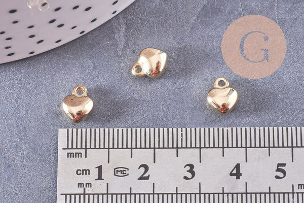 Pendentif médaille coeur acier 304 inoxydable doré 9mm, x2 (G4917)