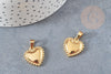 Pendentif médaille coeur acier 304 inoxydable doré à graver 19mm, x1 (G2913)