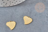 Pendentif médaille coeur acier doré 15.5mm, x1 (G4923)