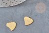 Pendentif médaille coeur acier doré 15.5mm, x1 (G4923)