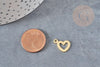 Pendentif médaille coeur acier doré, pendentif acier doré,sans nickel,acier doré, médaille acier,14mm, x5 G3632