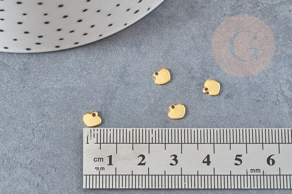 Pendentif médaille coeur acier doré, pendentif doré,sans nickel,acier doré,médaille or,6mm, x20 G0344