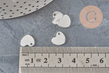 Silver-colored stainless steel heart medallion pendant 10.5mm, x10 (G11347)