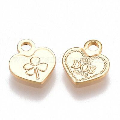 Pendentif médaille coeur "dos pesos" laiton doré 18k 8mm sans nickel,création bijoux,pendentif amour, x1 G5844