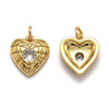 Pendentif médaille coeur laiton doré 18K et cristal zircon,pendentif laiton amour pour création bijoux,13mm, x1 G6078