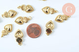 Pendentif médaille coeur sacré laiton doré 22mm, x1 (G6181)