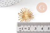 Pendentif médaille coeur soleil laiton brut, apprêt doré sans nickel, médaille dorée en laiton brut,26x24mm, X2 G3223