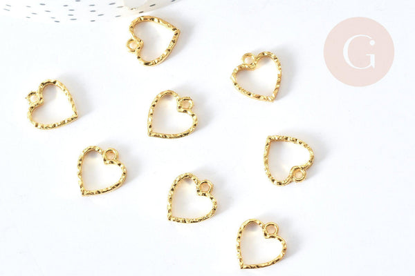 Pendentif médaille coeur zamac doré 14mm, pendentif doré sans nickel pour la création bijoux,médaille or, x1 G8180