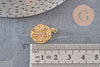 Pendentif médaille doré cristal zircon, pendentif doré,porte-bonheur,laiton dore,bijou médaille,création bijoux,17mm, x1 (G0482)