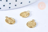Pendentif médaille ovale Vierge Marie laiton brut 11mm, pendentif religion notre dame madonne, les 2-G6550