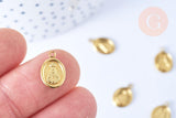 Pendentif médaille ovale Vierge Marie laiton brut 11mm, pendentif religion notre dame madonne, les 2-G6550