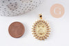 Pendentif médaille ovale Vierge Notre Dame d'Aparecida laiton doré 18K 31.5mm, x1 (G10254)