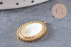 Pendentif médaille ovale nacre naturelle acier 304 inoxydable doré IP 21mm, x1 (G10752)