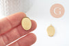 Pendentif médaille ovale support cabochon 18x13mm acier 304 inoxydable doré IP, x2 (G9815)