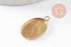 Pendentif médaille ovale support cabochon acier 304 inoxydable doré IP 14x10mm, x2 (G9814)