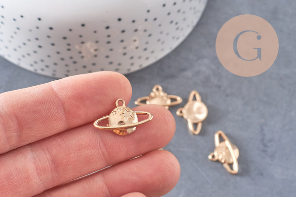 Pendentif médaille planète zamac doré 13.5mm, x1 (G10553)