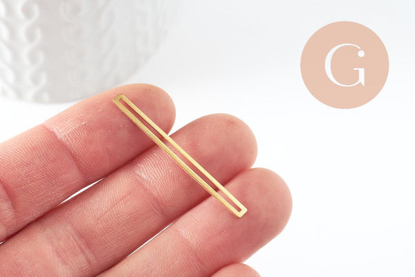 Pendentif médaille rectangle laiton brut 40x3mm, x5 (G3233)