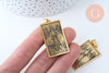 Pendentif médaille rectangle tempérance acier 201 doré inoxydable 40mm, pendentif carte tarot, x1 G6083