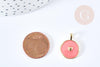 Pendentif médaille rond coeur émail coloré laiton doré 18mm, pendentif laiton émaillé,sans nickel, x1 G8554