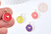 Pendentif médaille rond coeur émail coloré laiton doré 18mm, pendentif laiton émaillé,sans nickel, x1 G8554