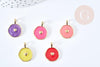 Pendentif médaille rond coeur émail coloré laiton doré 18mm, pendentif laiton émaillé,sans nickel, x1 G8554