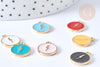 Pendentif médaille rond éclair émail zamac doré 16mm, x1 (G7943)