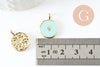 Pendentif médaille rond étoile émail bleu laiton doré, pendentif laiton émaillé,sans nickel,18mm, x1 G4271