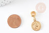 Pendentif médaille ronde Penny zamac doré 2.1cm, pendentif doré, médaillon,métal doré, x1 G0355