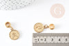 Pendentif médaille ronde Penny zamac doré 2.1cm, pendentif doré, médaillon,métal doré, x1 G0355