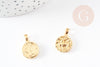 Pendentif médaille ronde Taureau laiton doré 18K - 16.5mm, un pendentif doré astrologique création bijoux,16.5mm, x1 G4930