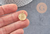 Pendentif médaille ronde Vierge laiton doré 18K, pendentif doré astrologique création bijoux sans nickel,18mm, x1 (G5332)