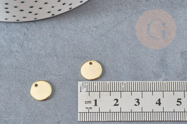 Pendentif médaille ronde acier 304 inoxydable doré 10mm x10 (4.5gr) (G0071)