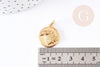 Pendentif médaille ronde aigle acier inoxydable doré,pendentif doré sans nickel,médaille or,2.2cm,x1 (G4056)