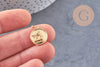 Pendentif médaille ronde ange laiton doré 18K 16.5mm, x1 (G5292)